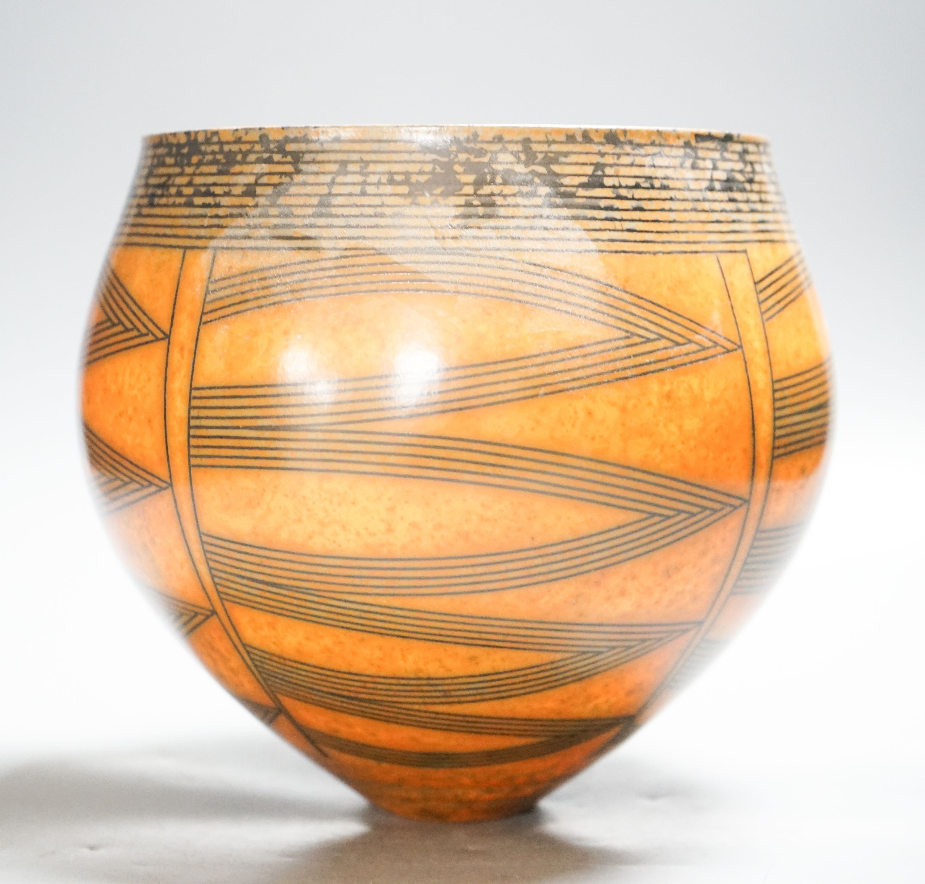 Duncan Ross (b.1943), a burnished terra-sigillata globular vase 21cm wide, 19cm high